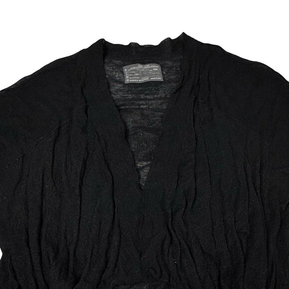All Saints Black Cardigan SZ M Crinkle Metallic Goth Contemporary Minimalist - Picture 6 of 14